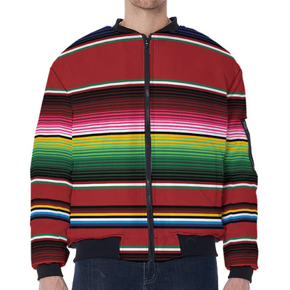Mexican Serape Blanket Pattern Print Zip Sleeve Bomber Jacket