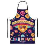 Mexican Skull Cinco de Mayo Print Bib Apron With Pocket