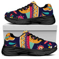 Mexican Skull Cinco de Mayo Print Black Chunky Shoes