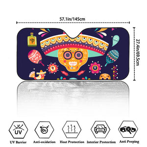 Mexican Skull Cinco de Mayo Print Car Windshield Sun Shade