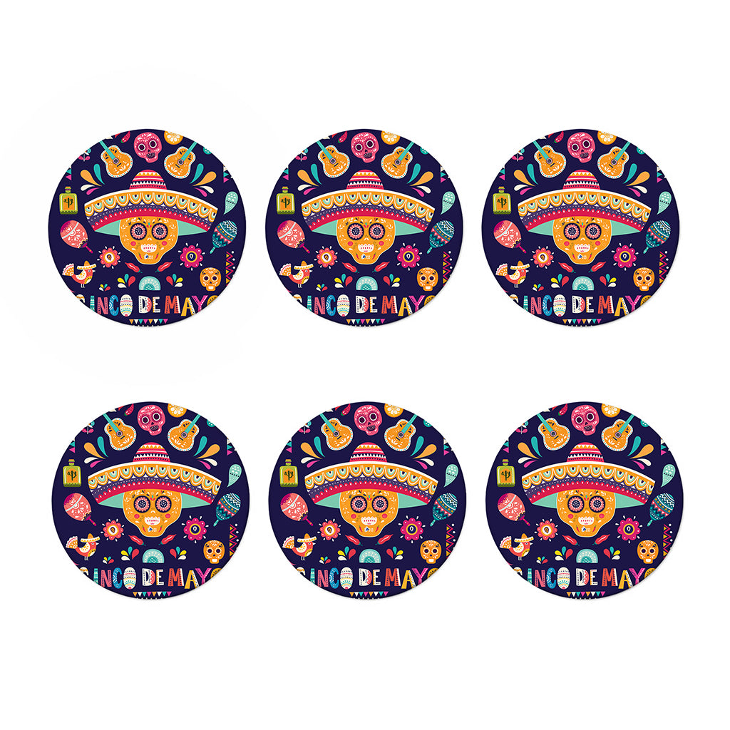 Mexican Skull Cinco de Mayo Print Coaster Set