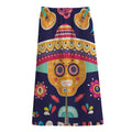 Mexican Skull Cinco de Mayo Print Cotton Front Slit Maxi Skirt