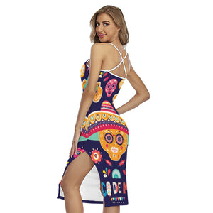 Mexican Skull Cinco de Mayo Print Cross Back Cami Dress