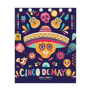 Mexican Skull Cinco de Mayo Print Curtain