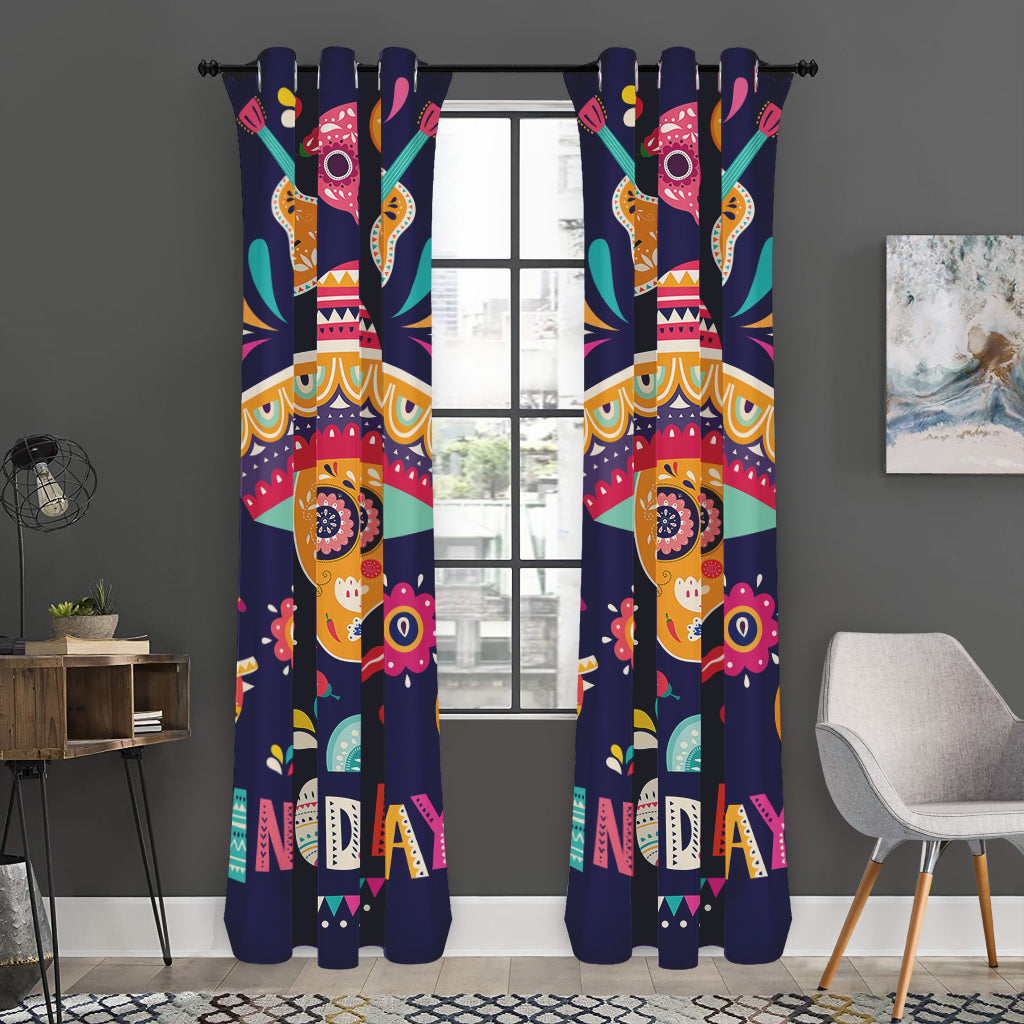 Mexican Skull Cinco de Mayo Print Curtain