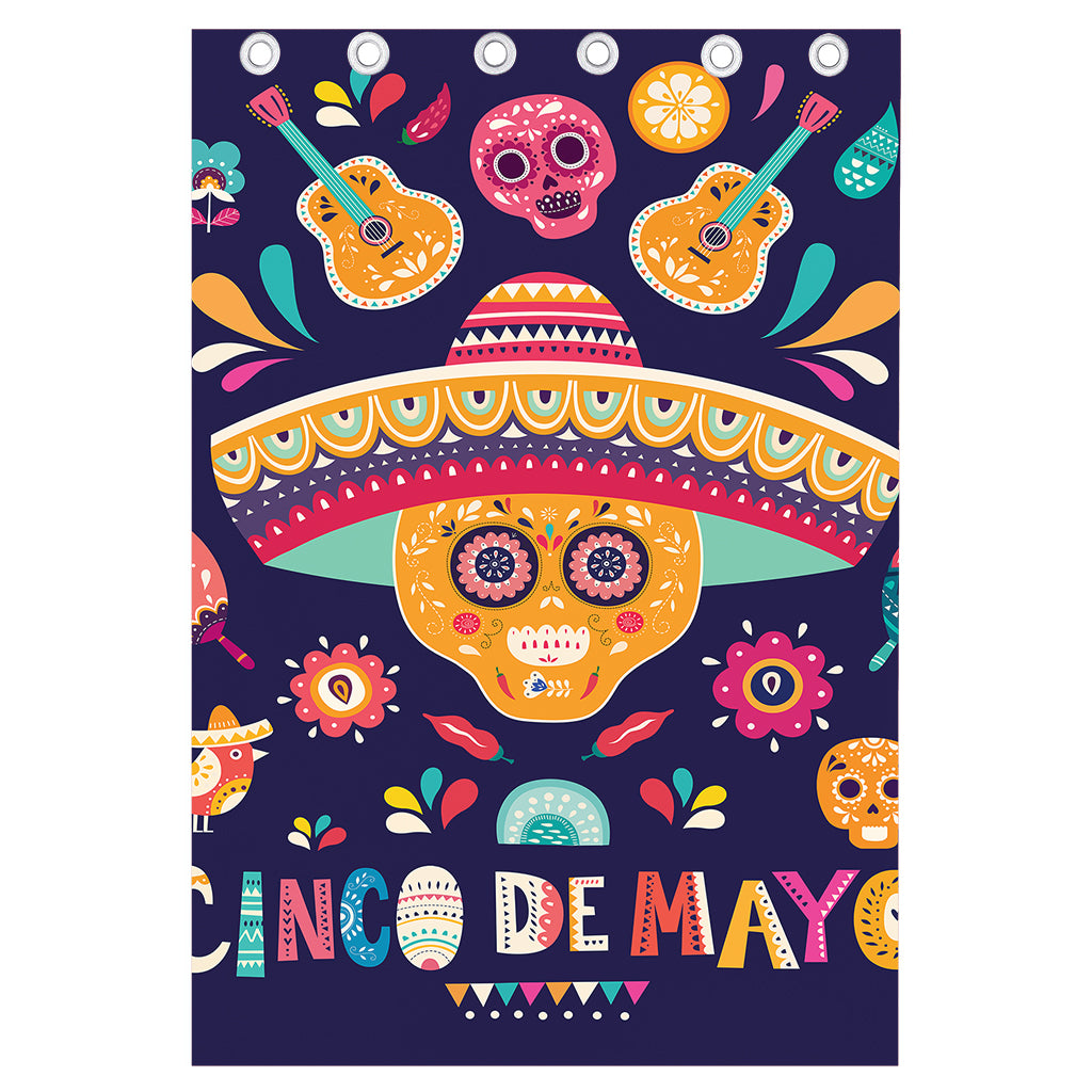 Mexican Skull Cinco de Mayo Print Curtain