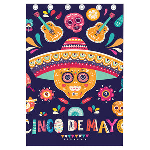 Mexican Skull Cinco de Mayo Print Curtain