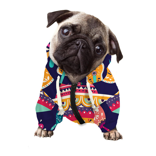 Mexican Skull Cinco de Mayo Print Dog Zip Up Hoodie