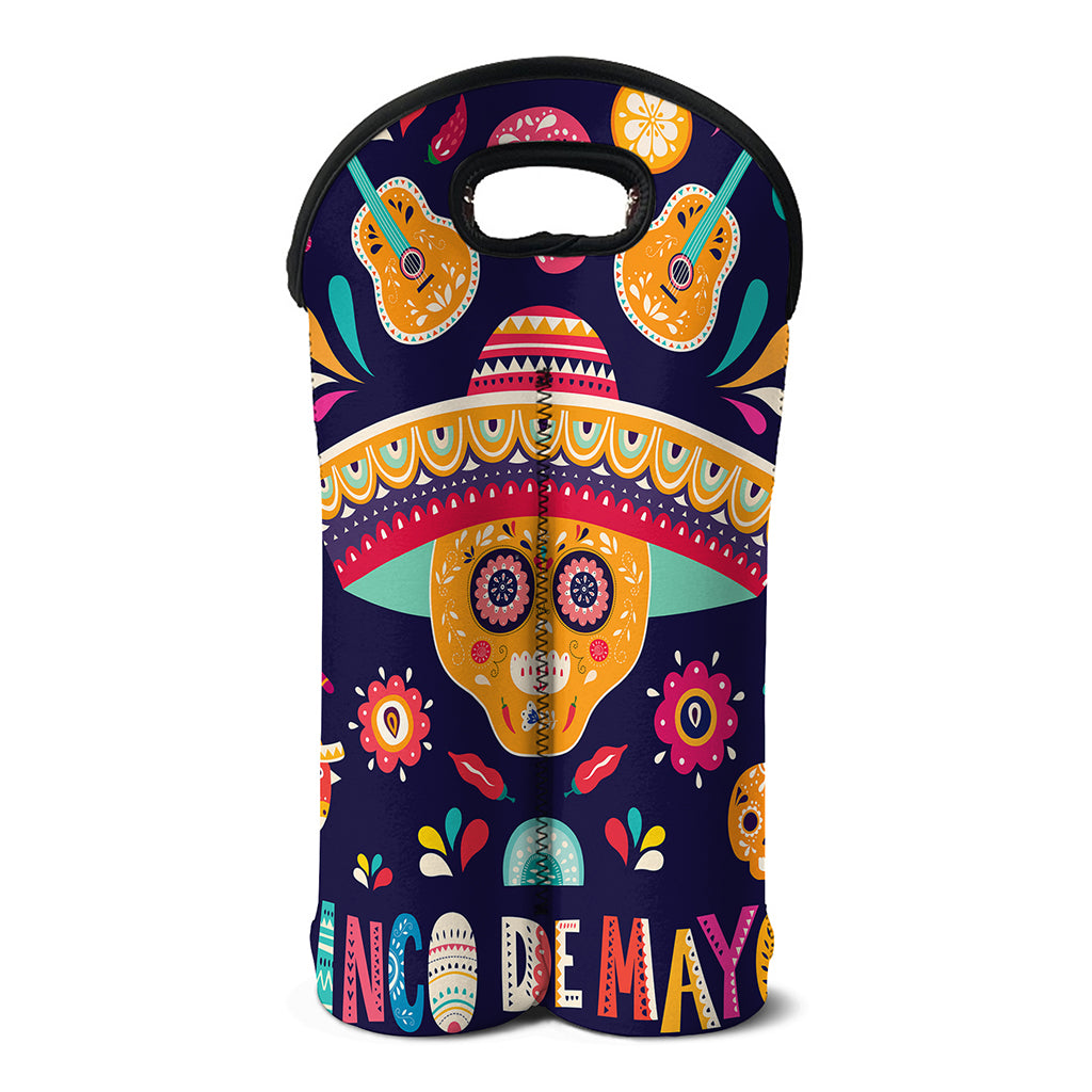 Mexican Skull Cinco de Mayo Print Double Neoprene Wine Tote