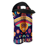 Mexican Skull Cinco de Mayo Print Double Neoprene Wine Tote