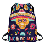 Mexican Skull Cinco de Mayo Print Drawstring Backpack