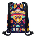 Mexican Skull Cinco de Mayo Print Drawstring Backpack