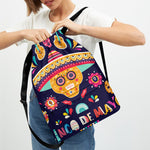 Mexican Skull Cinco de Mayo Print Drawstring Backpack