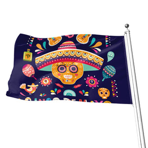 Mexican Skull Cinco de Mayo Print Flag