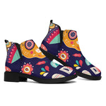 Mexican Skull Cinco de Mayo Print Flat Ankle Boots
