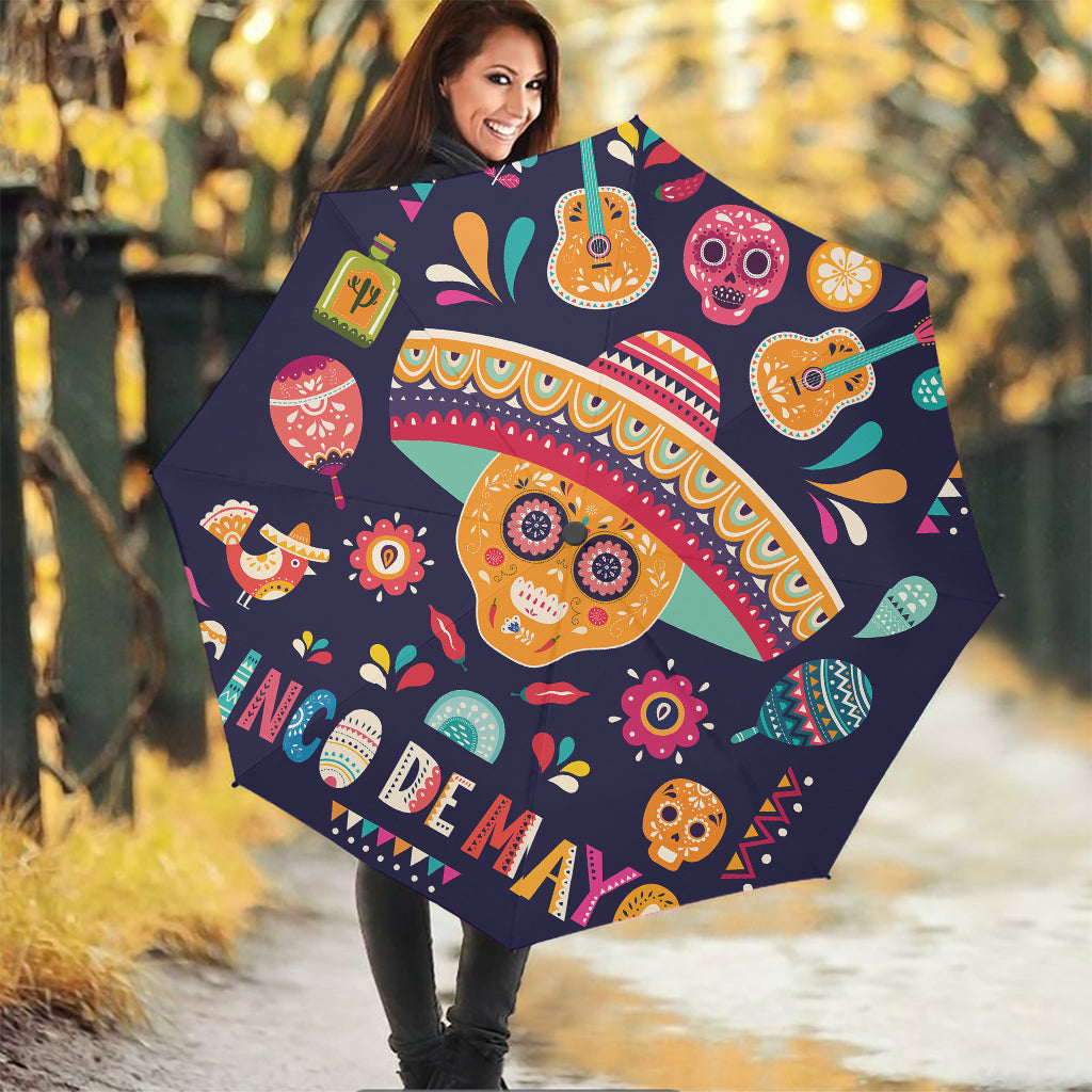 Mexican Skull Cinco de Mayo Print Foldable Umbrella
