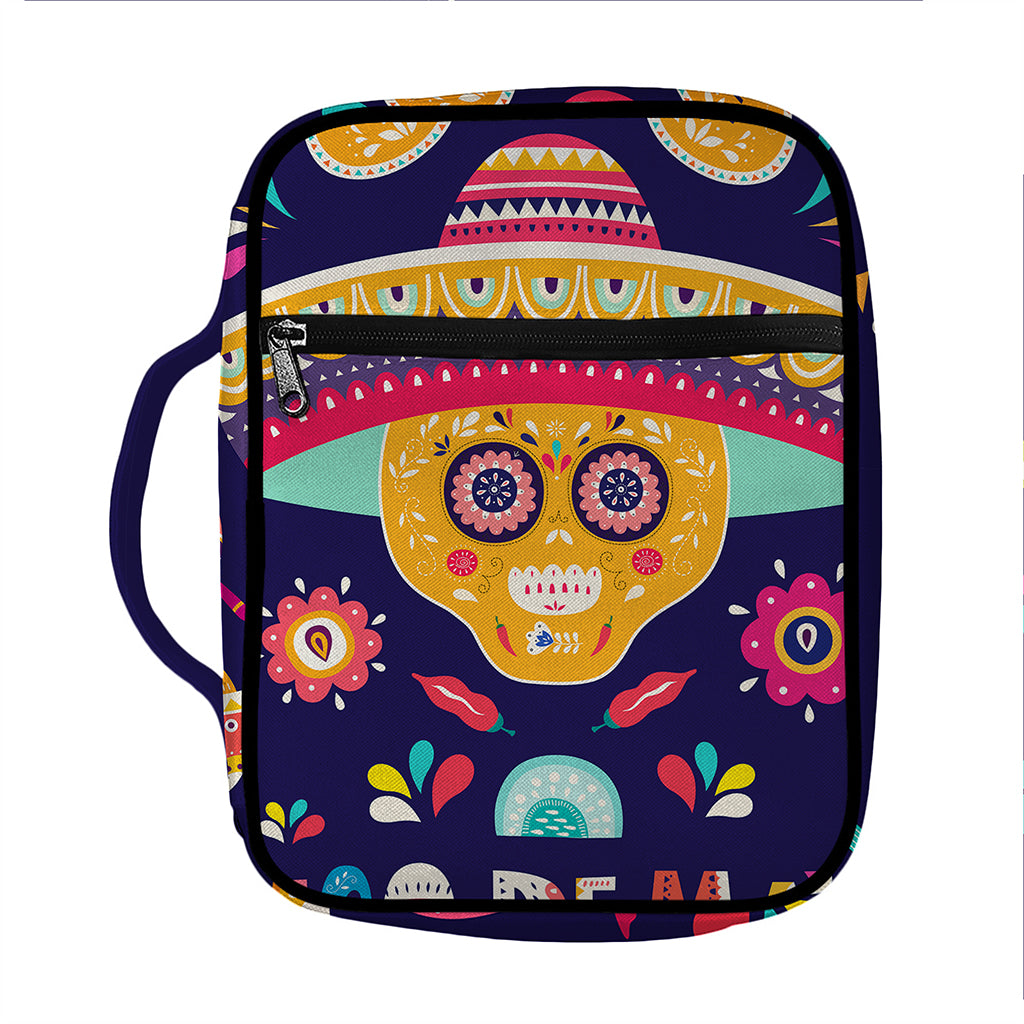 Mexican Skull Cinco de Mayo Print Front Pocket Bible Bag