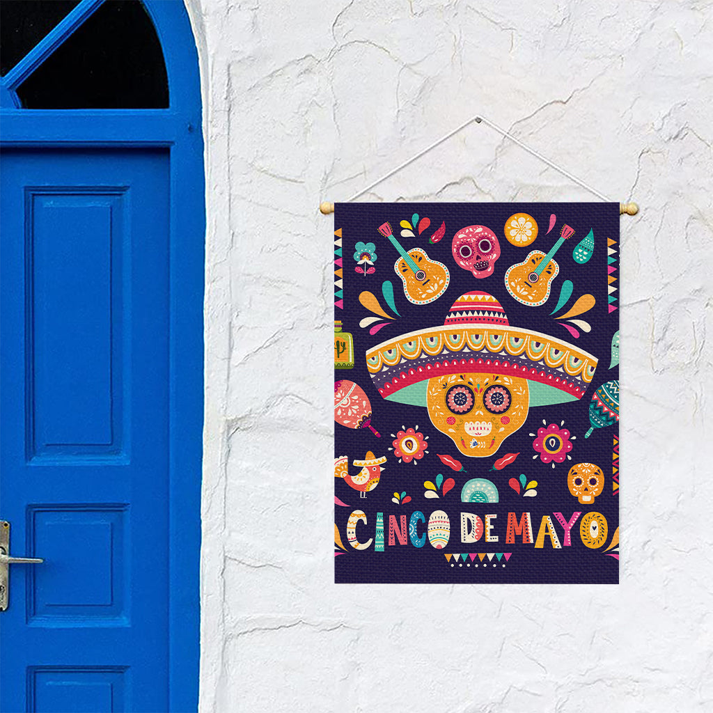 Mexican Skull Cinco de Mayo Print Garden Flag
