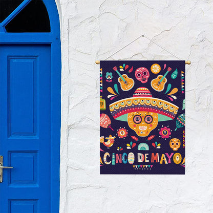 Mexican Skull Cinco de Mayo Print Garden Flag