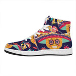 Mexican Skull Cinco de Mayo Print High Top Leather Sneakers