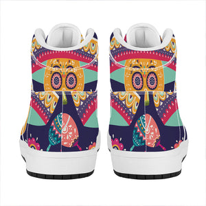 Mexican Skull Cinco de Mayo Print High Top Leather Sneakers