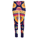 Mexican Skull Cinco de Mayo Print High-Waisted Pocket Leggings