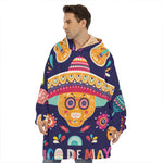 Mexican Skull Cinco de Mayo Print Hoodie Blanket