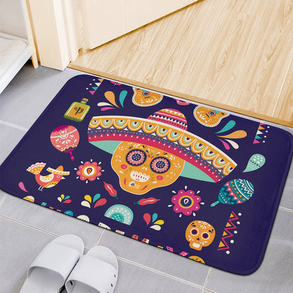 Mexican Skull Cinco de Mayo Print Indoor Door Mat