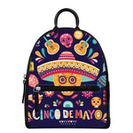 Mexican Skull Cinco de Mayo Print Leather Backpack