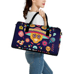 Mexican Skull Cinco de Mayo Print Leather Duffle Bag