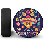 Mexican Skull Cinco de Mayo Print Leather Spare Tire Cover