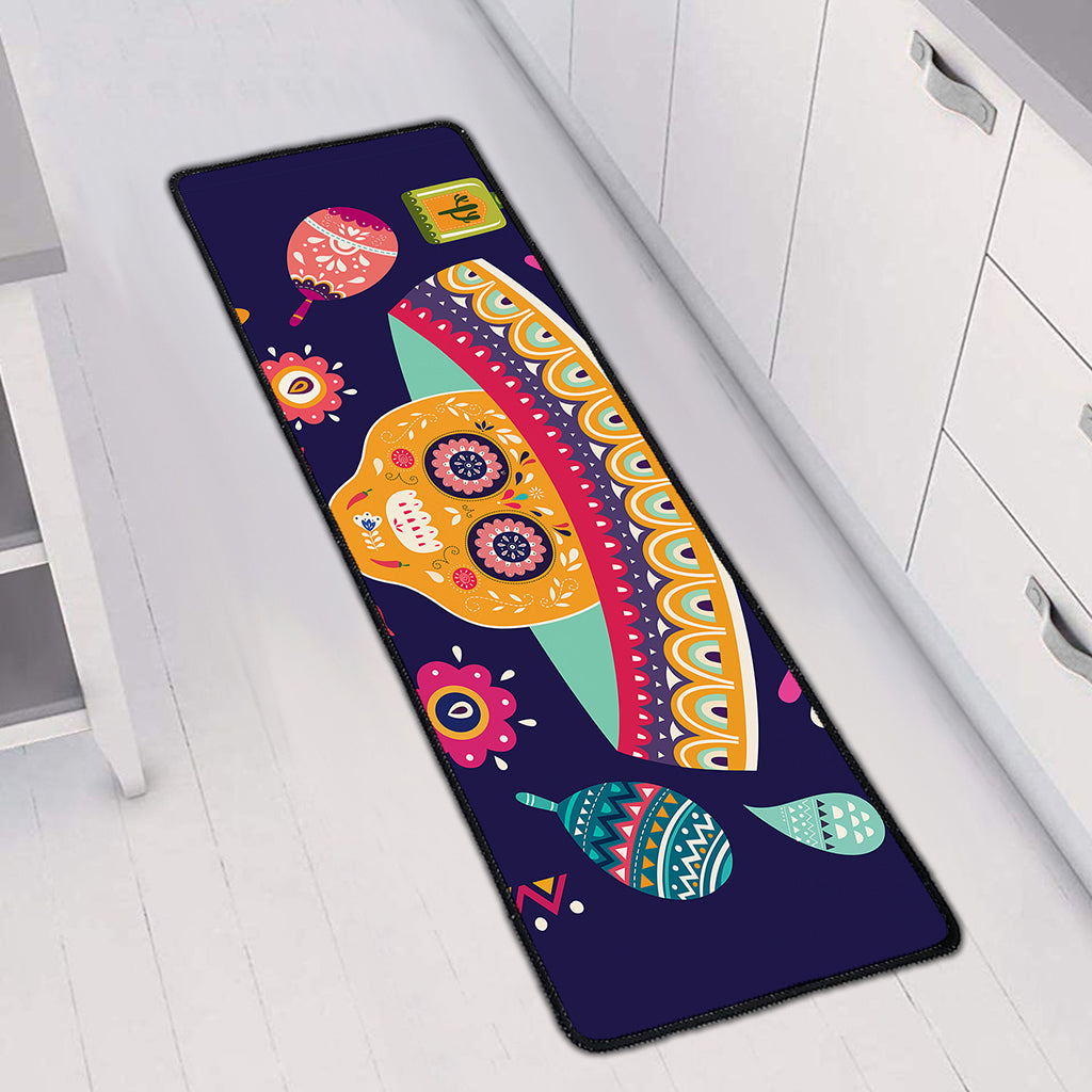Mexican Skull Cinco de Mayo Print Long Kitchen Mat