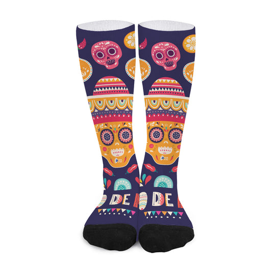Mexican Skull Cinco de Mayo Print Long Socks