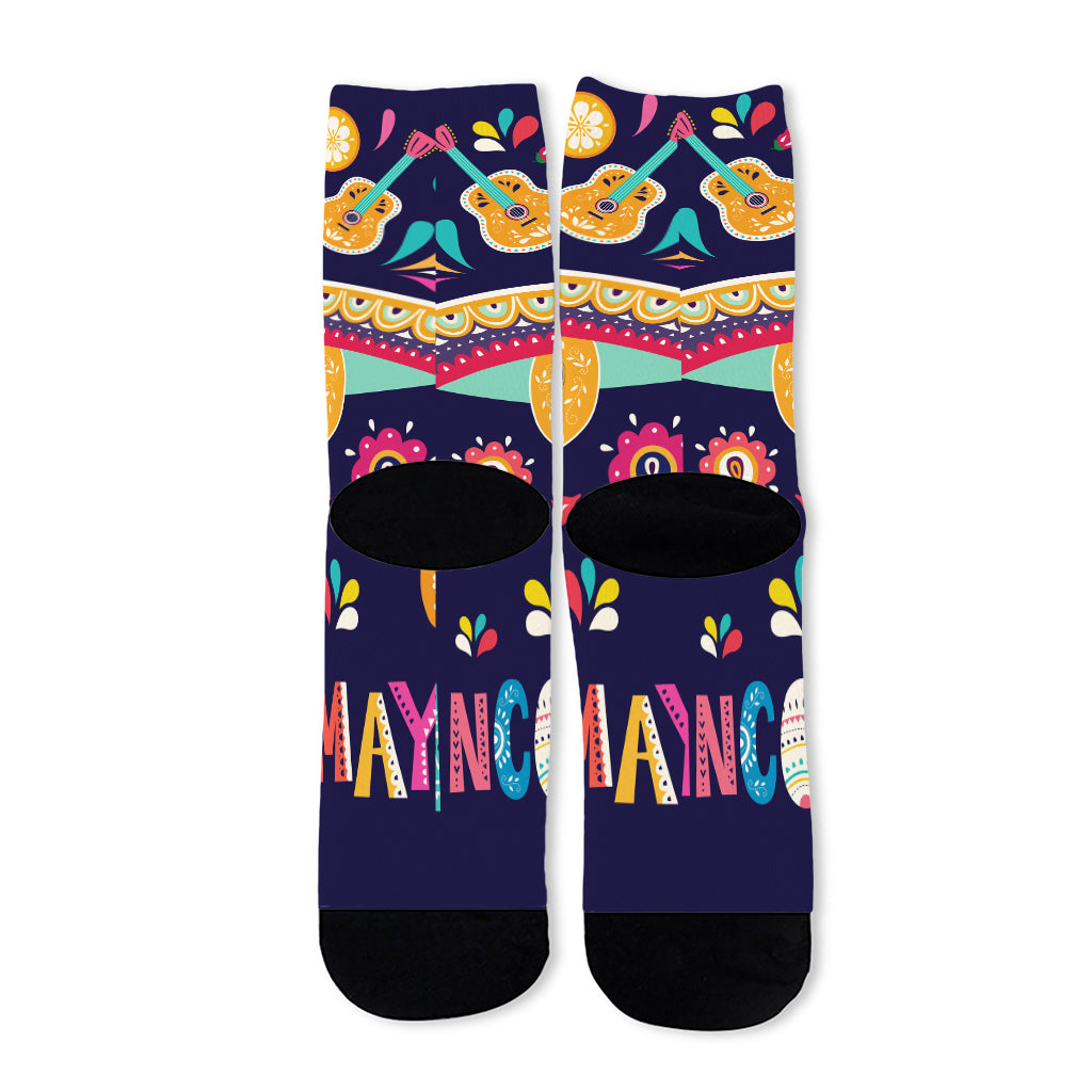 Mexican Skull Cinco de Mayo Print Long Socks