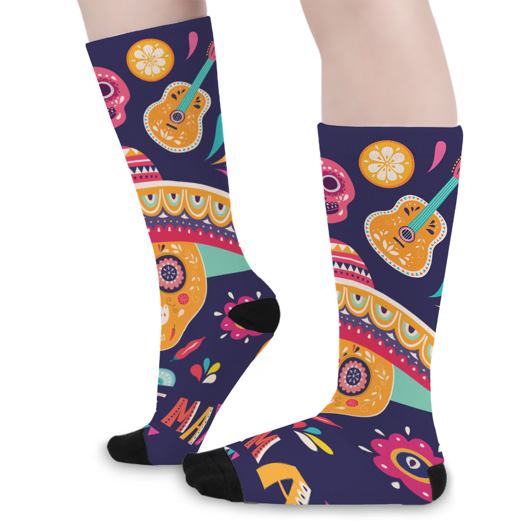 Mexican Skull Cinco de Mayo Print Long Socks