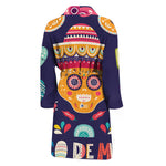 Mexican Skull Cinco de Mayo Print Men's Bathrobe