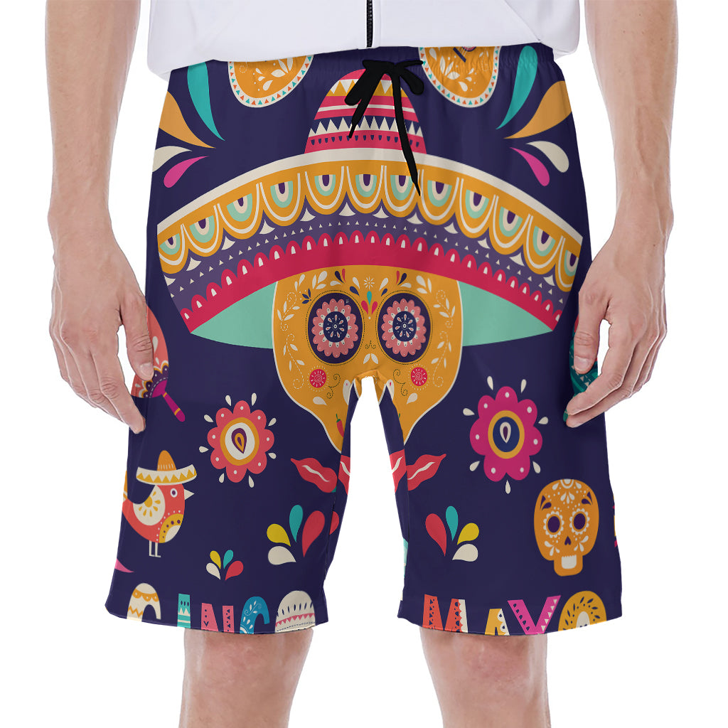 Mexican Skull Cinco de Mayo Print Men's Beach Shorts