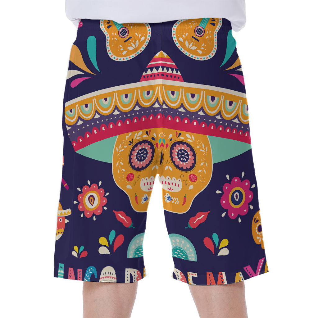 Mexican Skull Cinco de Mayo Print Men's Beach Shorts