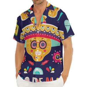 Mexican Skull Cinco de Mayo Print Men's Deep V-Neck Shirt