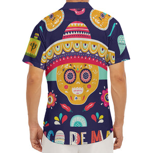 Mexican Skull Cinco de Mayo Print Men's Deep V-Neck Shirt