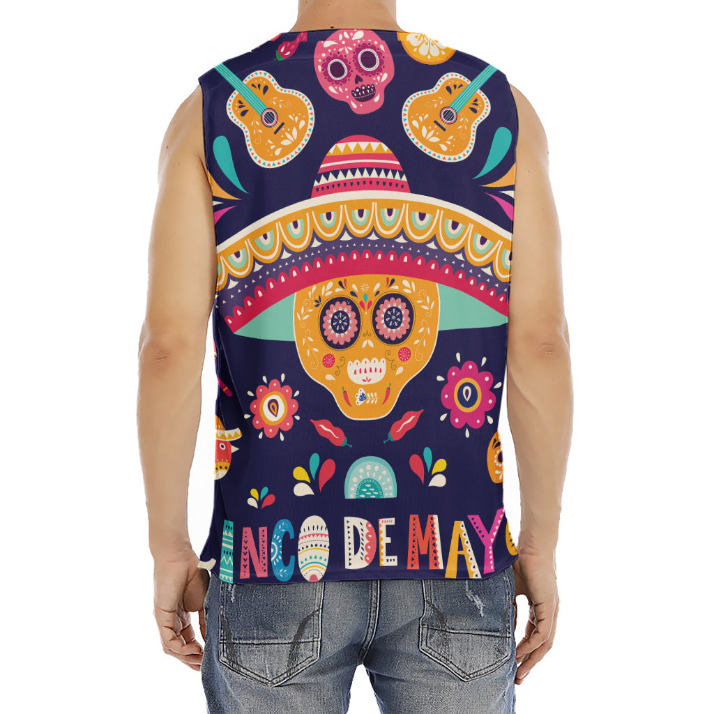 Mexican Skull Cinco de Mayo Print Men's Fitness Tank Top