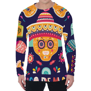 Mexican Skull Cinco de Mayo Print Men's Long Sleeve T-Shirt