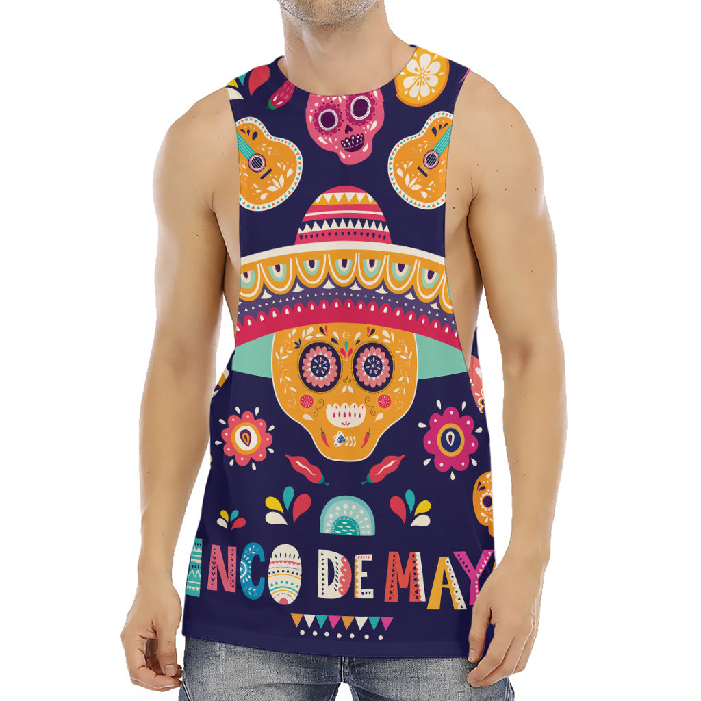 Mexican Skull Cinco de Mayo Print Men's Muscle Tank Top