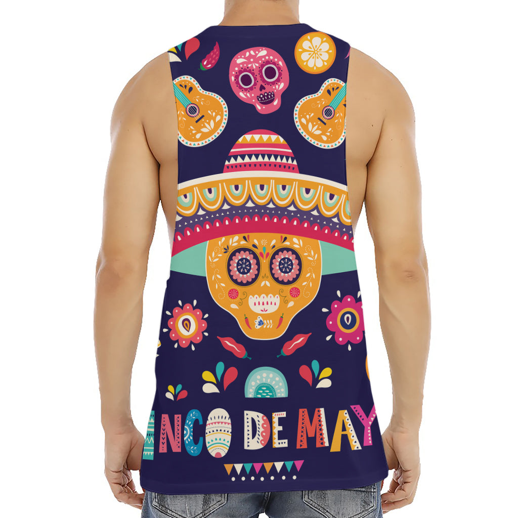 Mexican Skull Cinco de Mayo Print Men's Muscle Tank Top