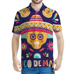 Mexican Skull Cinco de Mayo Print Men's Polo Shirt