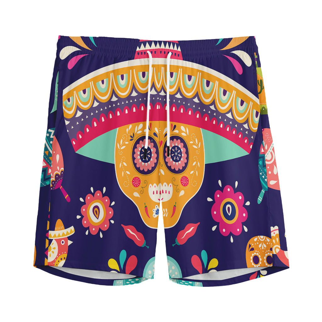 Mexican Skull Cinco de Mayo Print Men's Sports Shorts