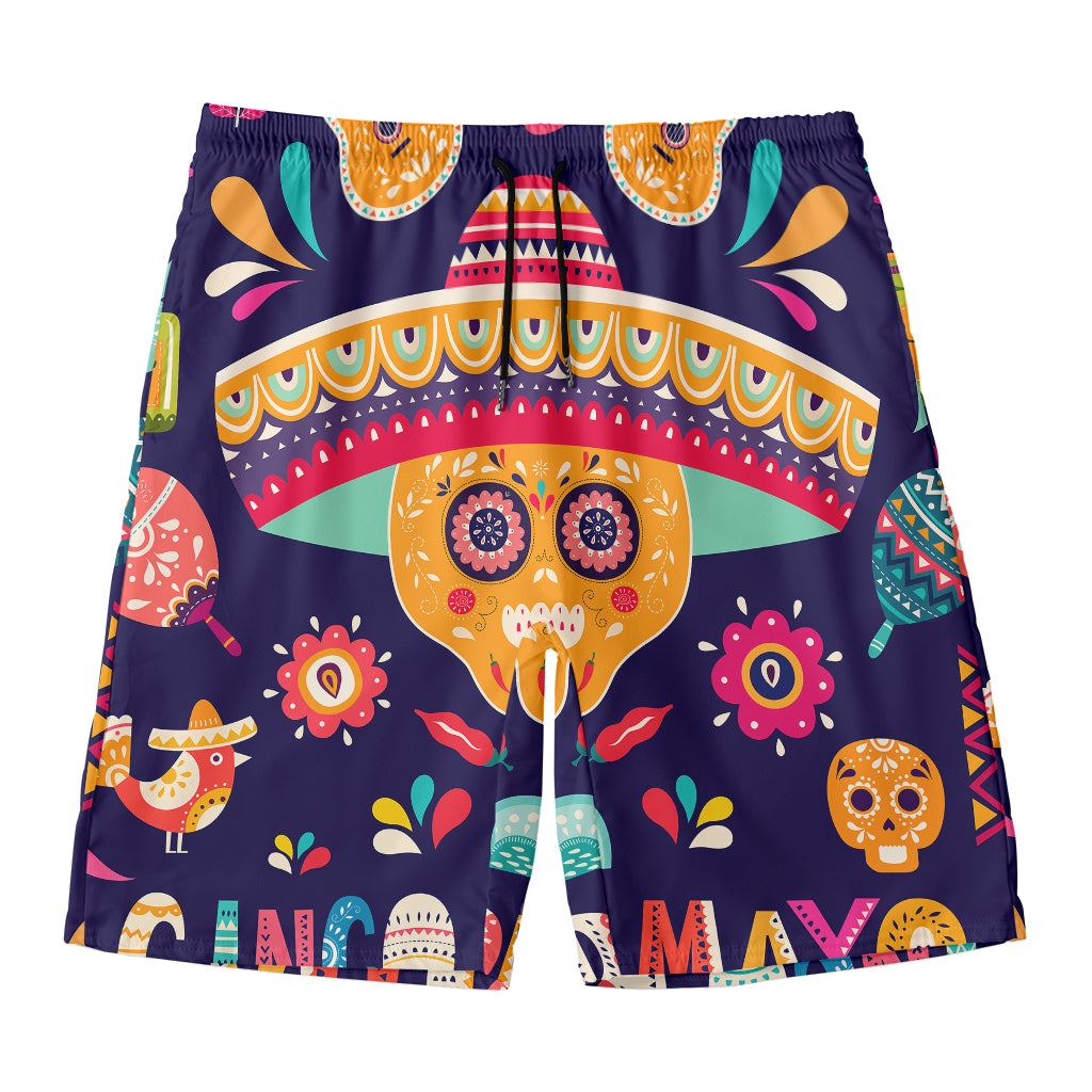 Mexican Skull Cinco de Mayo Print Men's Swim Trunks