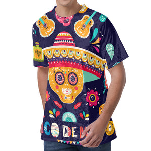 Mexican Skull Cinco de Mayo Print Men's Velvet T-Shirt