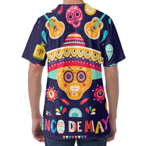 Mexican Skull Cinco de Mayo Print Men's Velvet T-Shirt