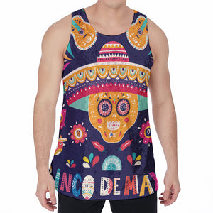 Mexican Skull Cinco de Mayo Print Men's Velvet Tank Top